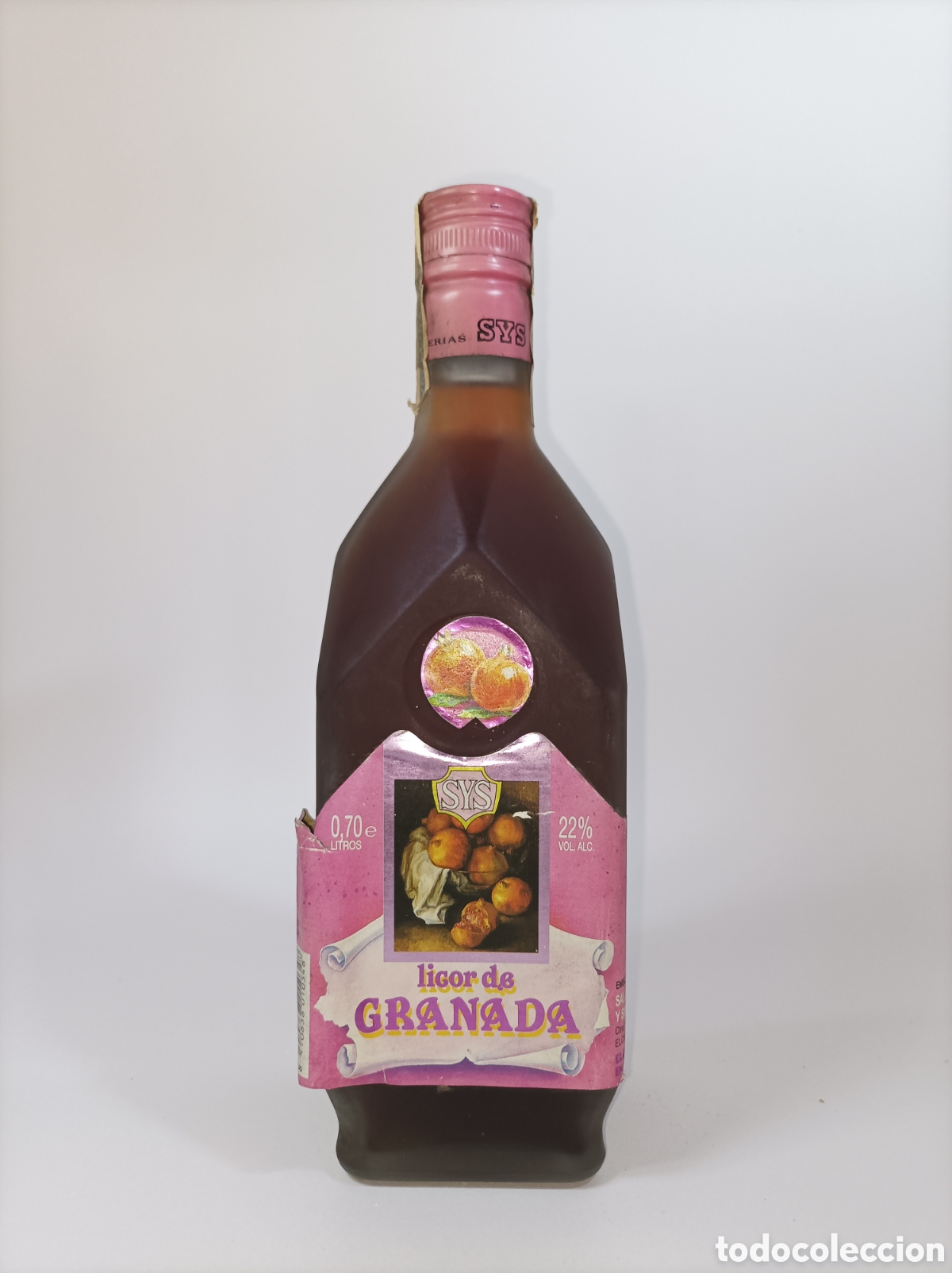 Coleccionismo de vinos y licores: LICOR DE GRANADA. BODEGAS SYS. BOTELLA ANTIGUA. VER FOTOS.