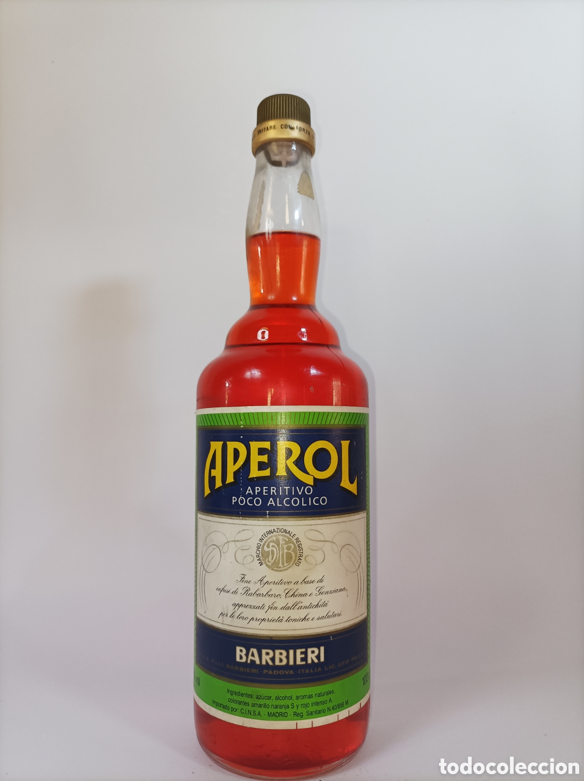 Coleccionismo de vinos y licores: APEROL. APERITIVO. 1L. BITTER. VERMUT. BOTELLA LICOR ANTIGUA.