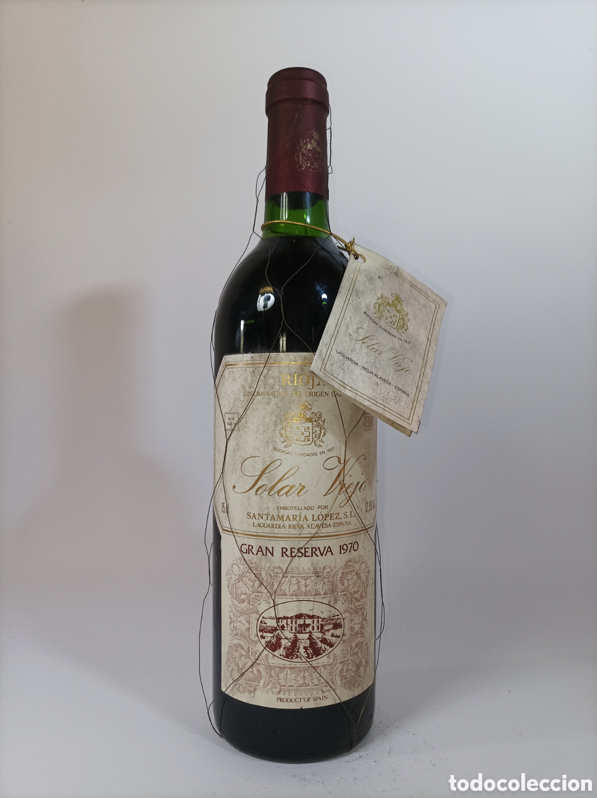 Coleccionismo de vinos y licores: SOLAR VIEJO. GRAN RESERVA 1970. RIOJA. BOTELLA VINO ANTIGUA.