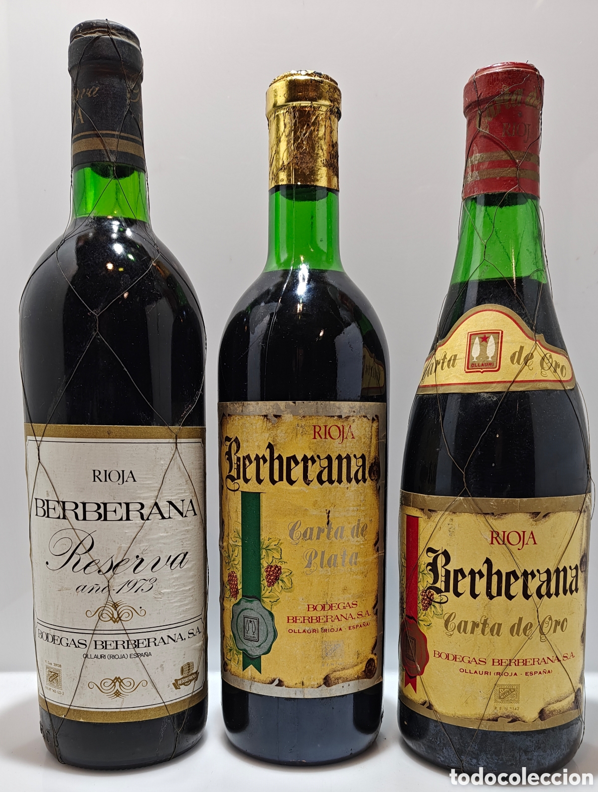 Coleccionismo de vinos y licores: 1973 (1) & 1960s Berberana Carta de Oro - Berberana Carta de Plata - Rioja Reserva, Crianza -