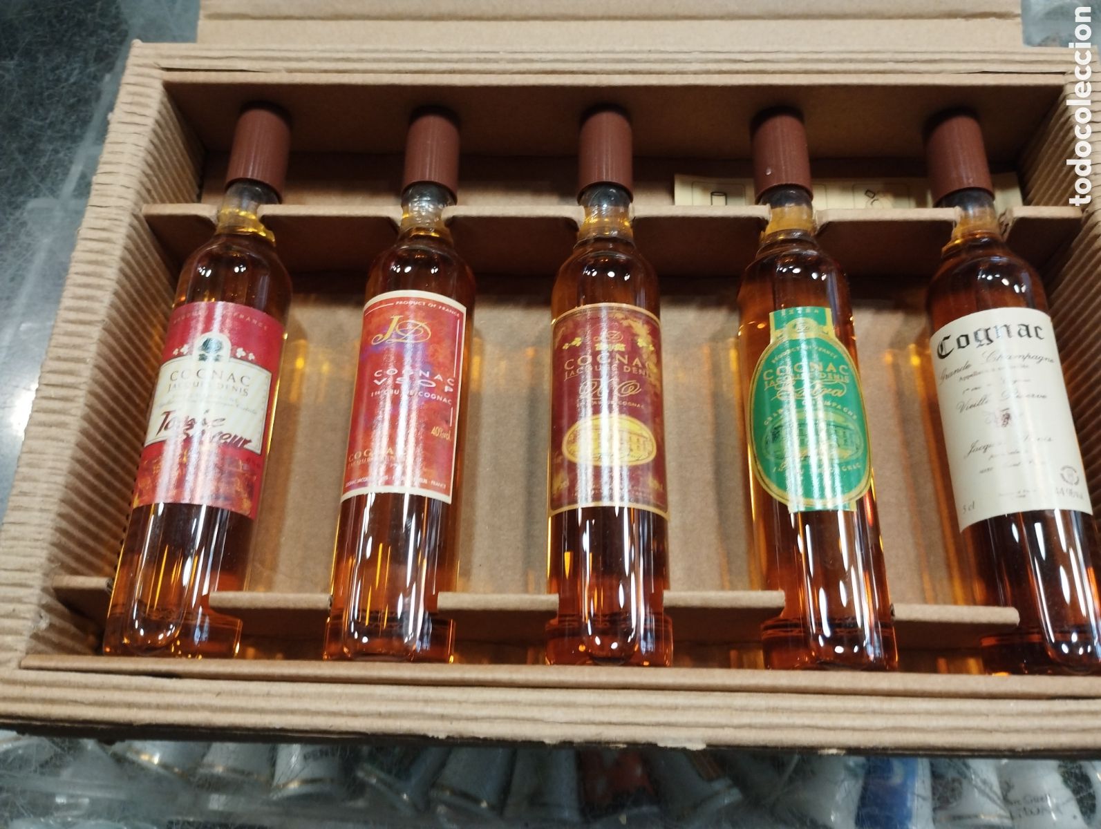 Coleccionismo de vinos y licores: Precioso estuche con 6 botellines de cognac