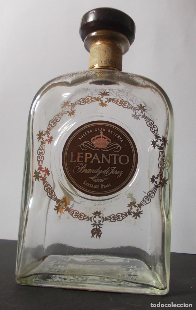 Colecionismo de vinhos e licores: Botella Vacia Brandy De Jerez Lepanto Solera Gran Reserva Gonzalez Byass Cristal Vidrio Serigrafia