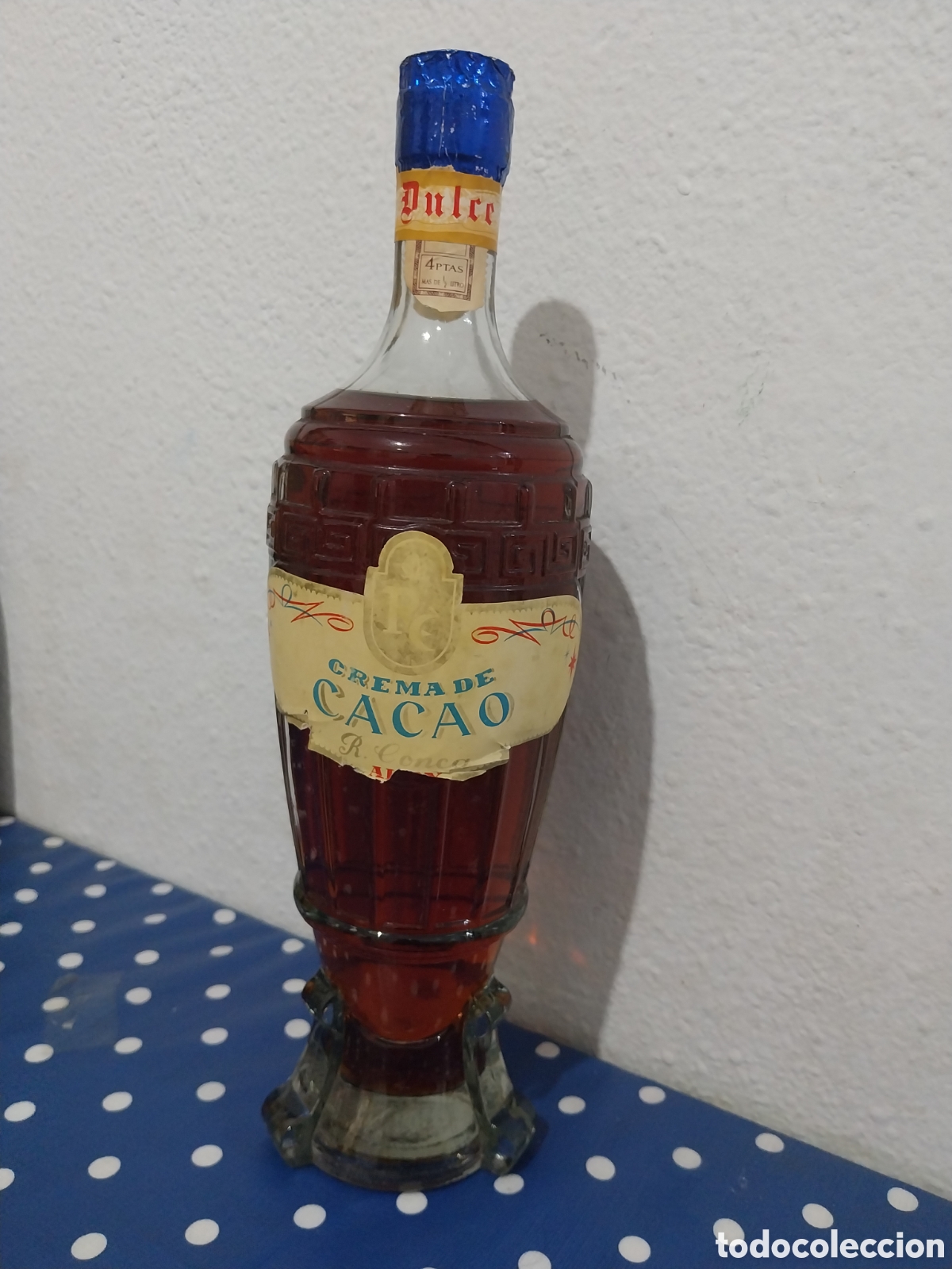 Coleccionismo de vinos y licores: Antigua botella crema de cacao R.Conca,Alcoy