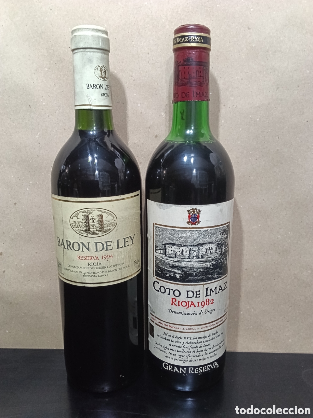 Coleccionismo de vinos y licores: Lote de 2 Botellas Hist&oacute;ricas Rioja - Bar&oacute;n de Ley Reserva 1994 + El Coto de Imaz Gran Reserva 1982.
