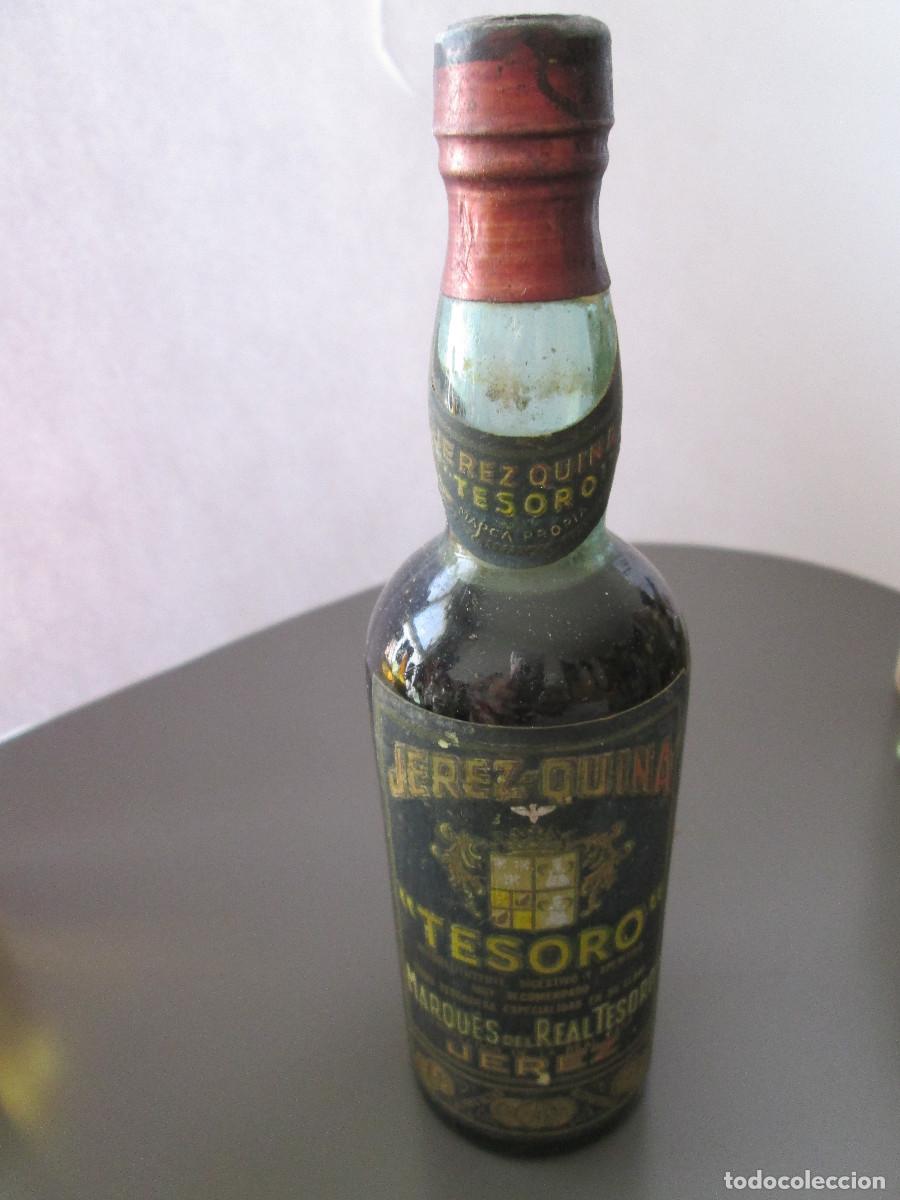 Coleccionismo de vinos y licores: BOTELLIN MINIATURA LICOR - JEREZ QUINA TESORO - MARQUES DEL REAL TESORO