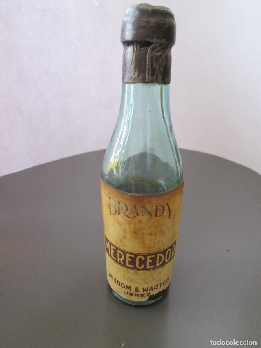 Coleccionismo de vinos y licores: BOTELLIN MINIATURA LICOR - MERECEDOR - BRANDY - WISDOM & WARTER - JERZ