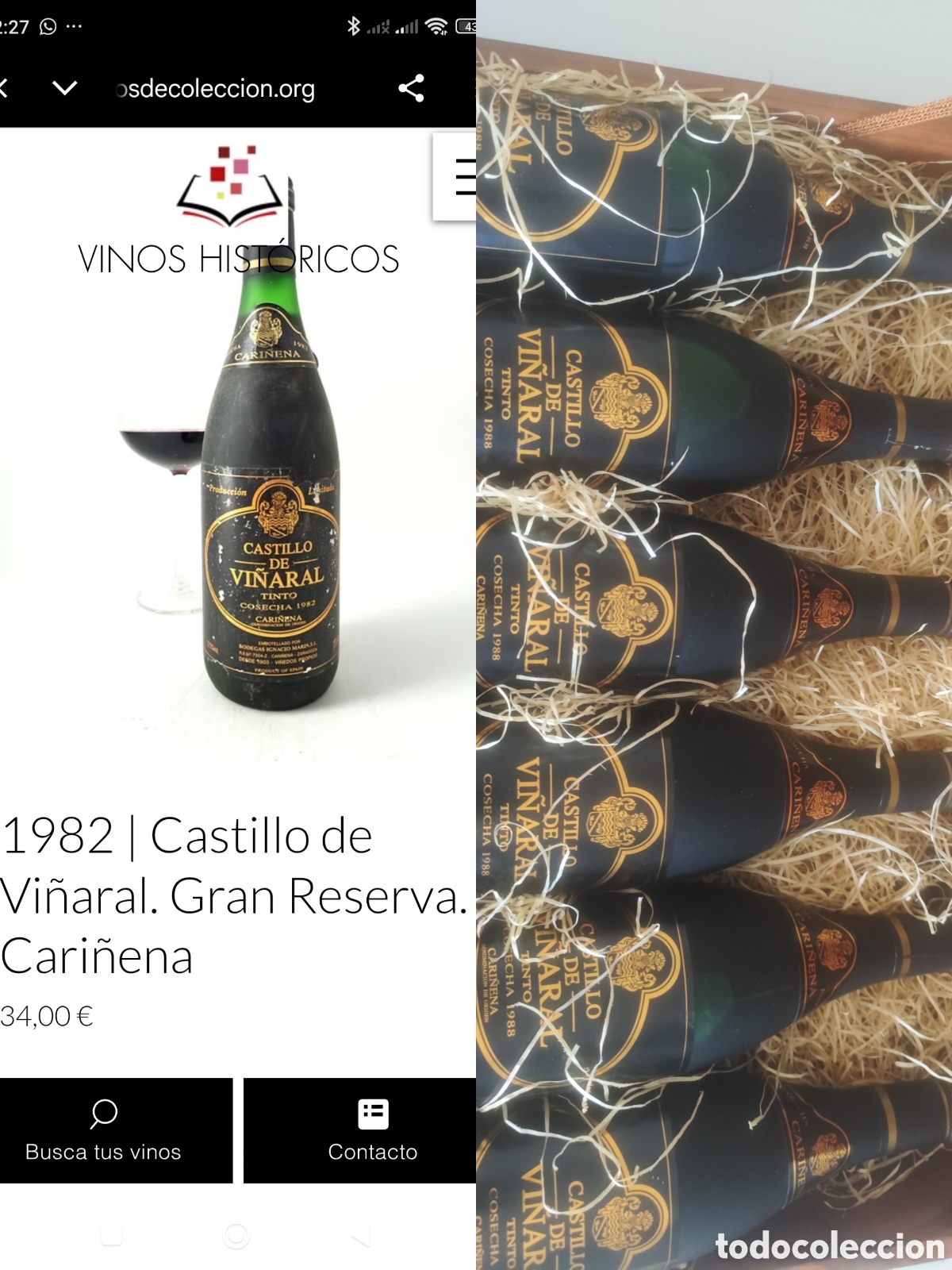 Sammlung von Weinen und Lik&ouml;ren: Vino castillo de Vi&ntilde;aral gran reserva del 88