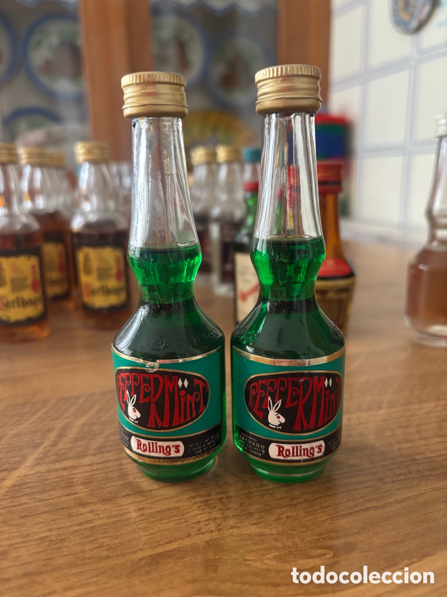 Colecionismo de vinhos e licores: Lote dos botellas miniatura pepper mint