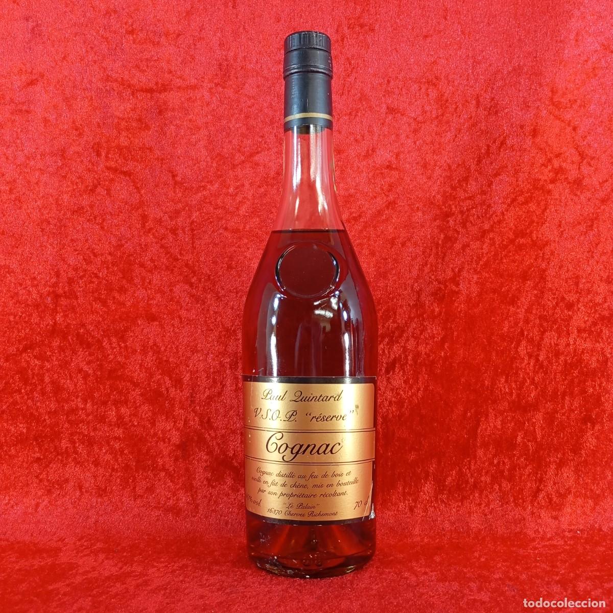 Collection of wines and liquors: BOTELLA - COGNAC - PAUL QUINTARD - V.SO.L R&Eacute;REVE - LE PALAIN - 70 CL