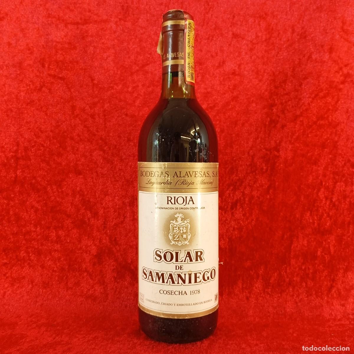 Colecionismo de vinhos e licores: BOTELLA - SOLAR DE SAMANIEGO - COSECHA 1978 - RIOJA - VINO - BODEGAS ALAVESAS