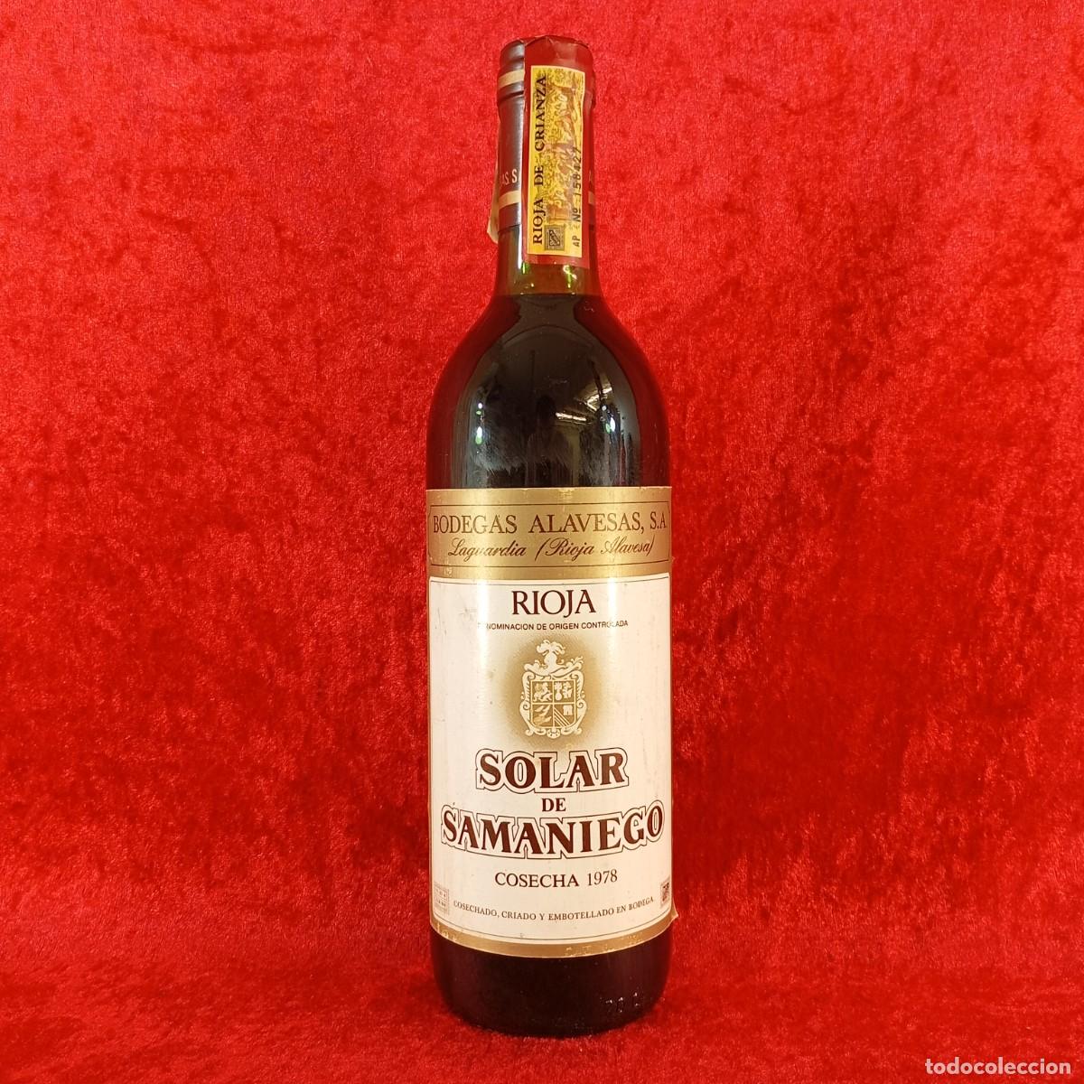 Collection of wines and liquors: BOTELLA - SOLAR DE SAMANIEGO - COSECHA 1978 - RIOJA - VINO - BODEGAS ALAVESAS