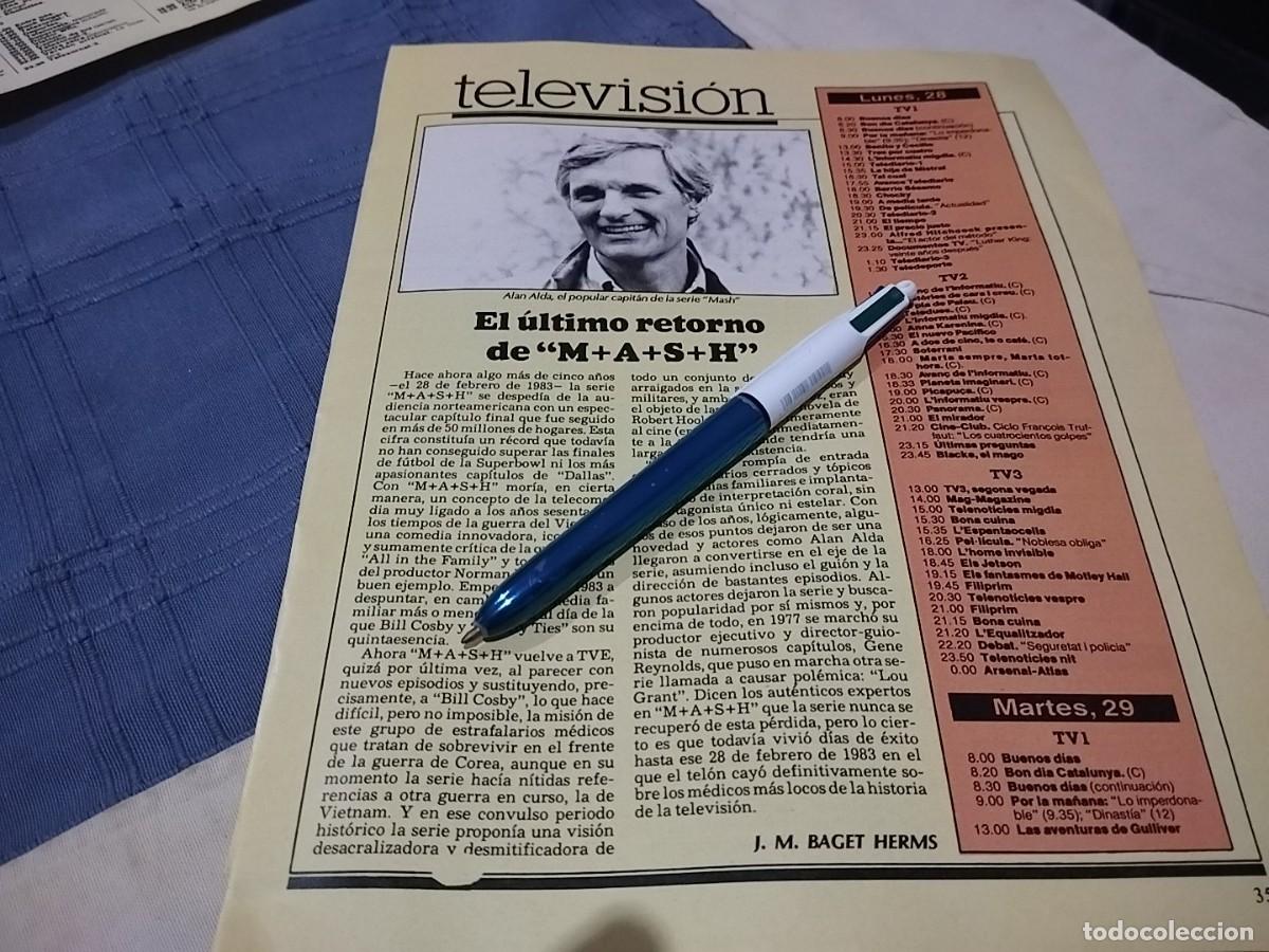 Sammlung von Weinen und Lik&ouml;ren: ALAN ALDA SERIE MASH CLIPPING RECORTE REVISTA 1988