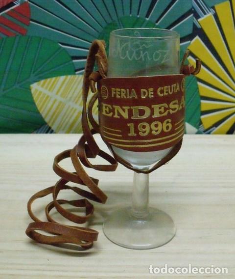 Colecionismo de vinhos e licores: Copa Catavino Feria Ceuta 1996 - Funda Cuero Caseta ENDESA