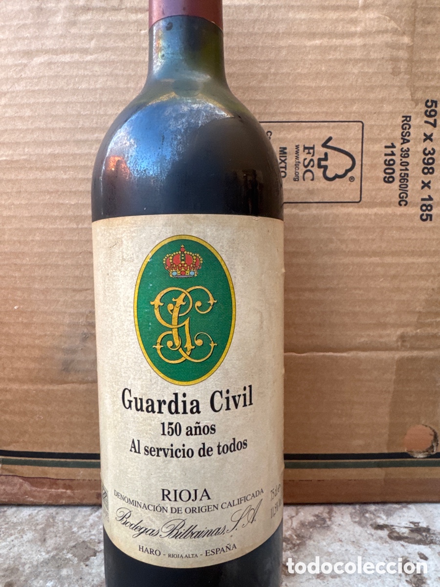 Coleccionismo de vinos y licores: Vino Rioja Conmemorativa 150 A&ntilde;os Guardia Civil (1844-1994) Cosecha 1991 - Bodegas Bilba&iacute;nas