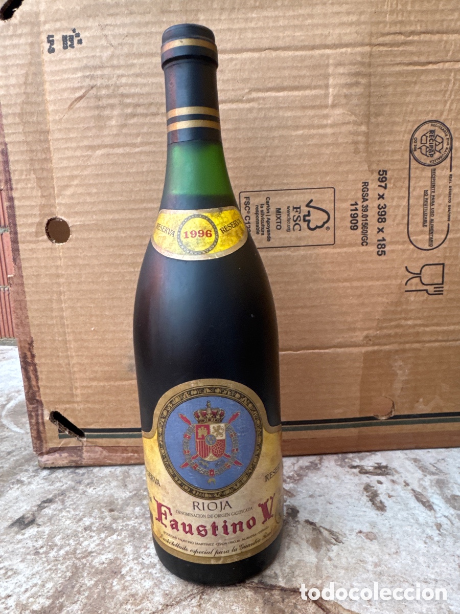 Coleccionismo de vinos y licores: Vino Rioja Faustino V Reserva 1996 - Embotellado Especial Guardia Civil Escudo Casa Real