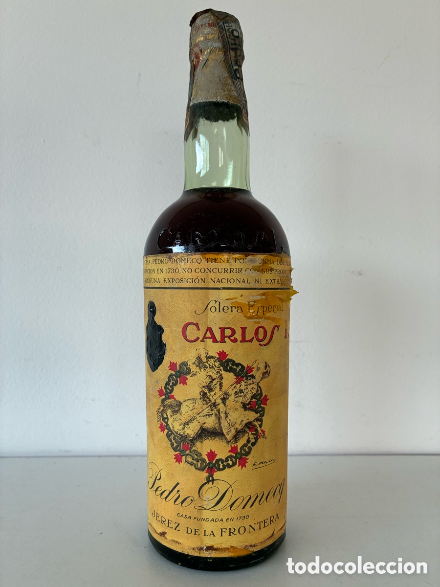 Coleccionismo de vinos y licores: Carlos I Doble etiqueta a&ntilde;os 40-50