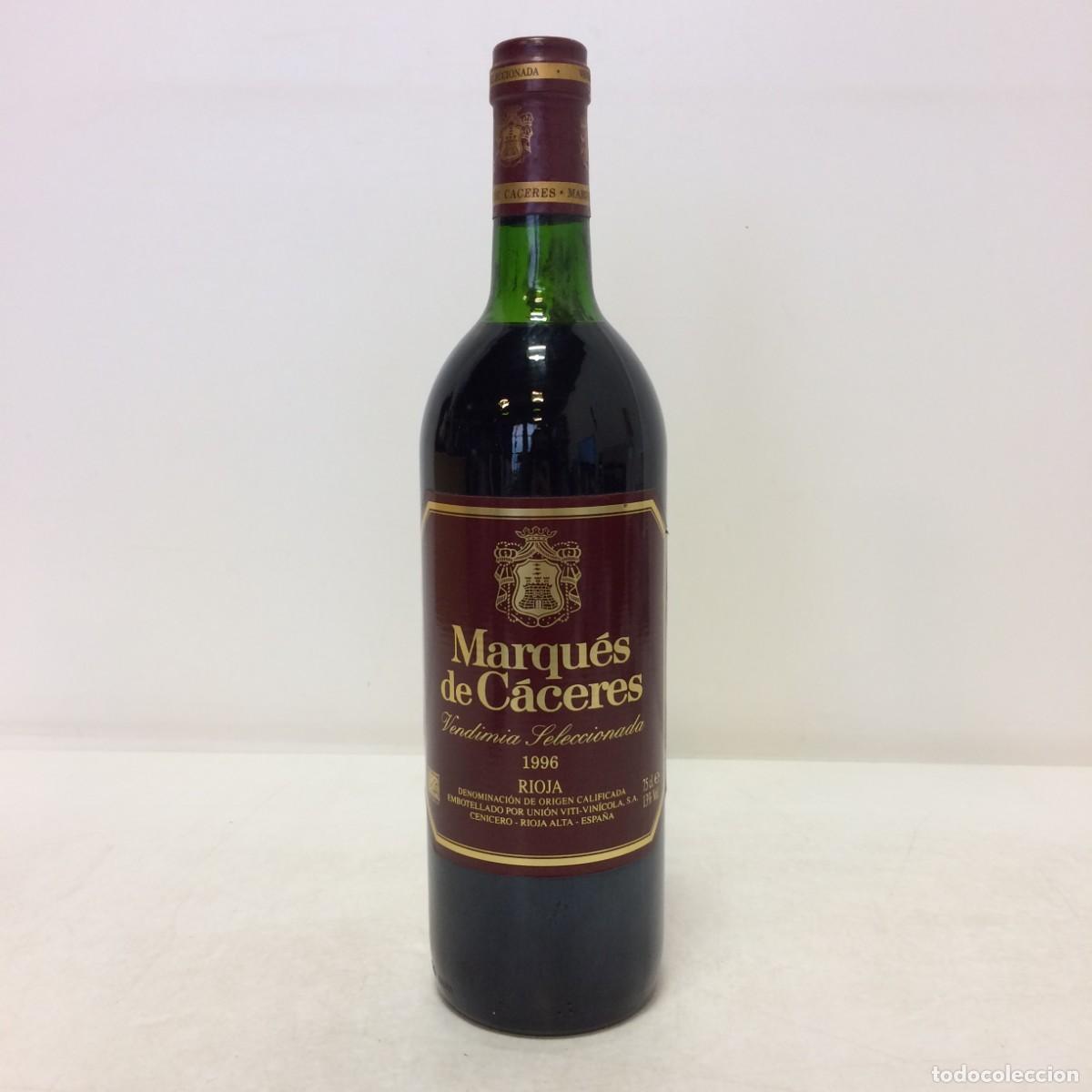 Coleccionismo de vinos y licores: Vino: 1996 Marques de Caceres Crianza, Vendimia Seleccionada, Union Viti-Vinicola (Rioja)