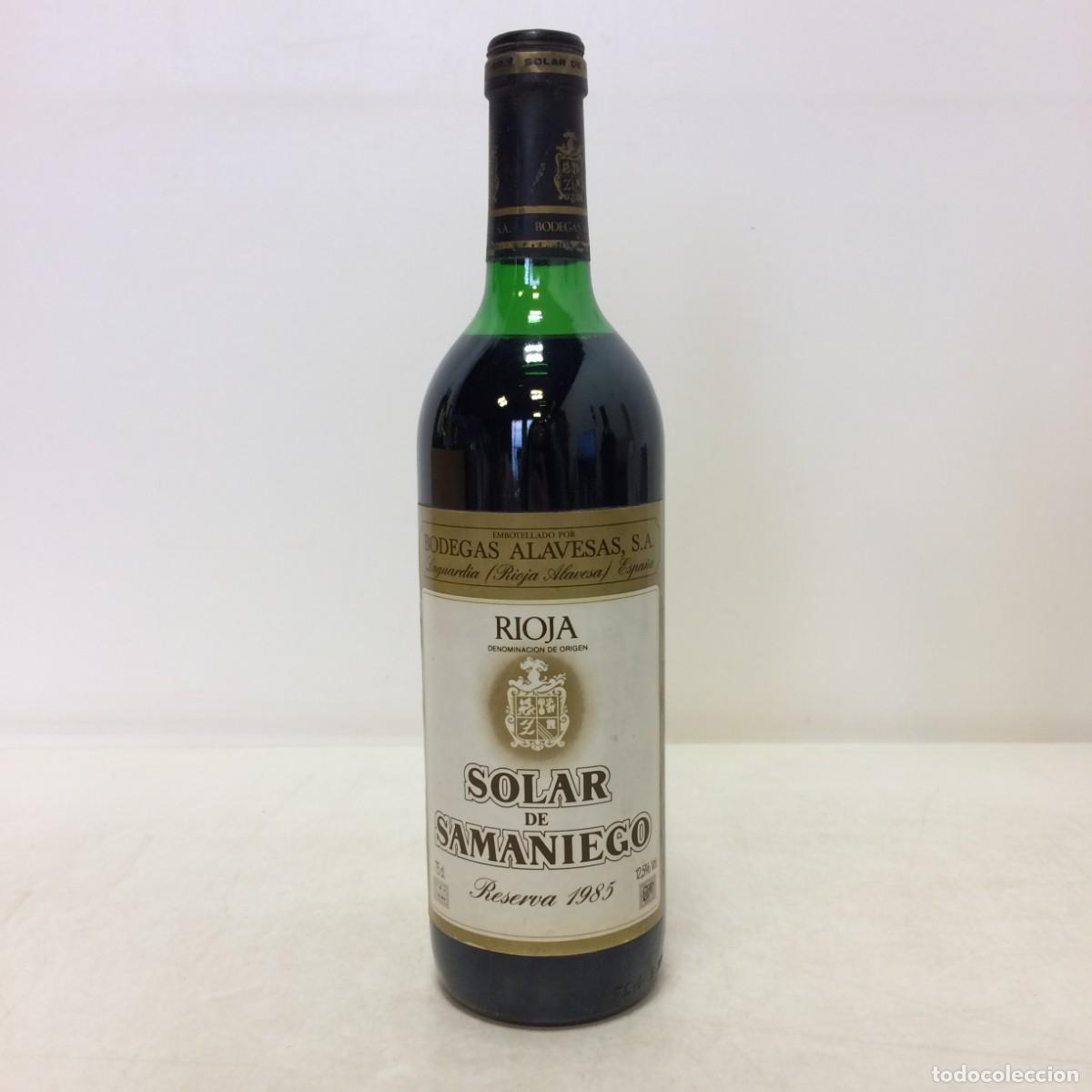Coleccionismo de vinos y licores: Vino: 1985 Solar de Samaniego Reserva, Bodegas Alavesas (Rioja)