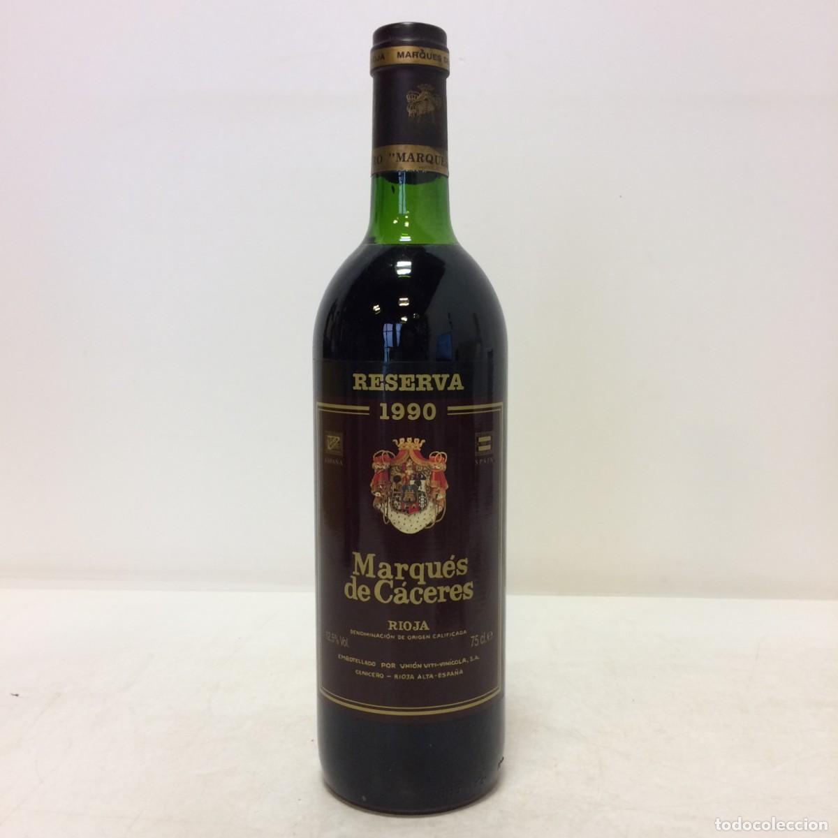 Coleccionismo de vinos y licores: Vino: 1990 Marques de Caceres Reserva, Union Viti-Vinicola (Rioja)