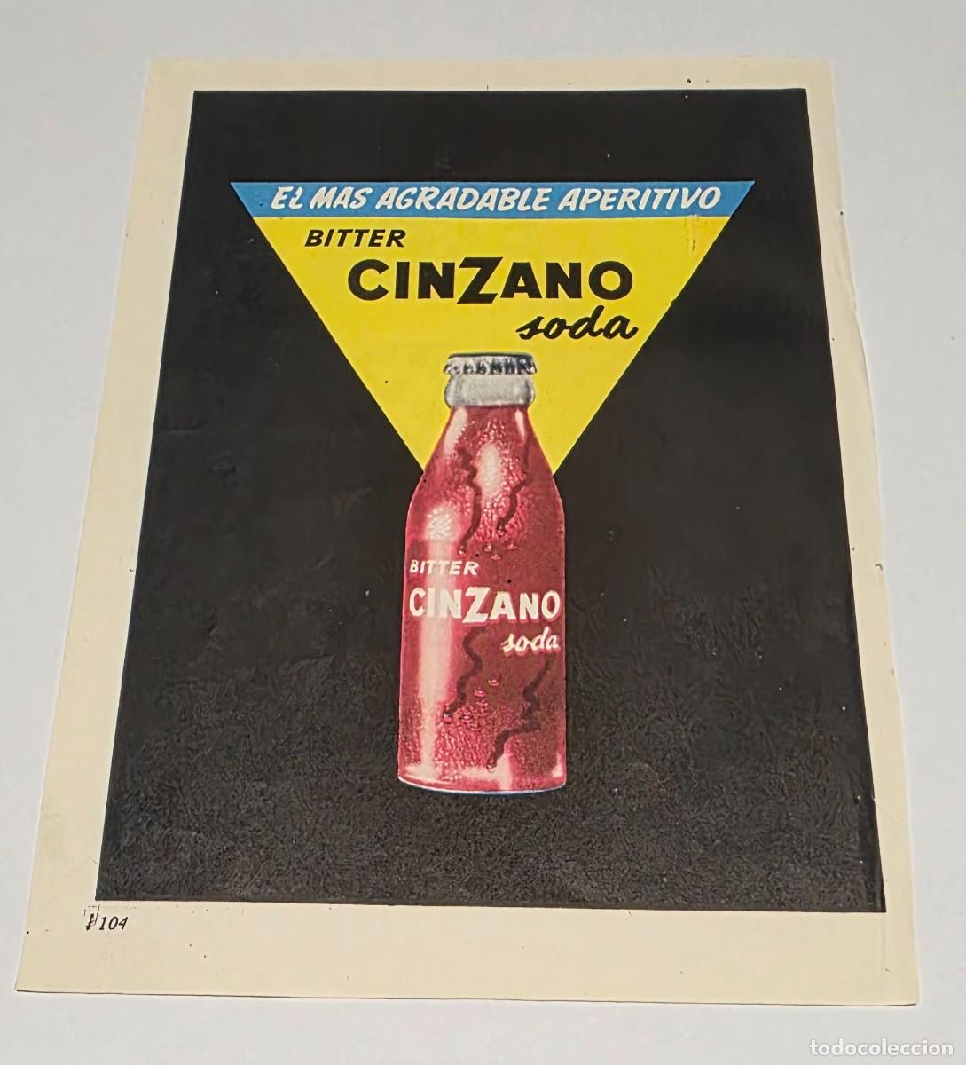 Coleccionismo de vinos y licores: ANTIGUO ANUNCIO BITTER CINZANO