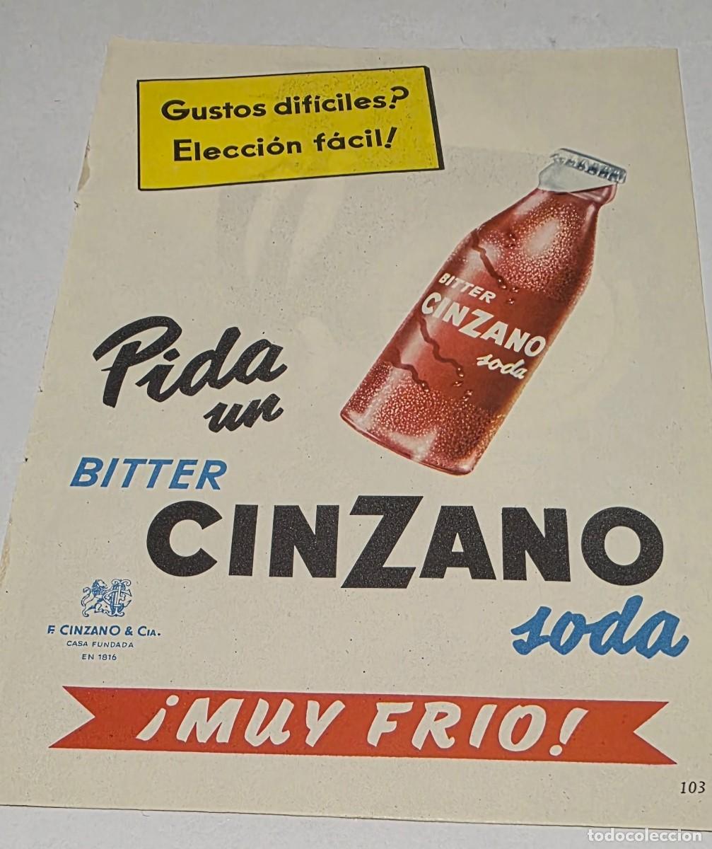 Coleccionismo de vinos y licores: ANTIGUO ANUNCIO BITTER CINZANO