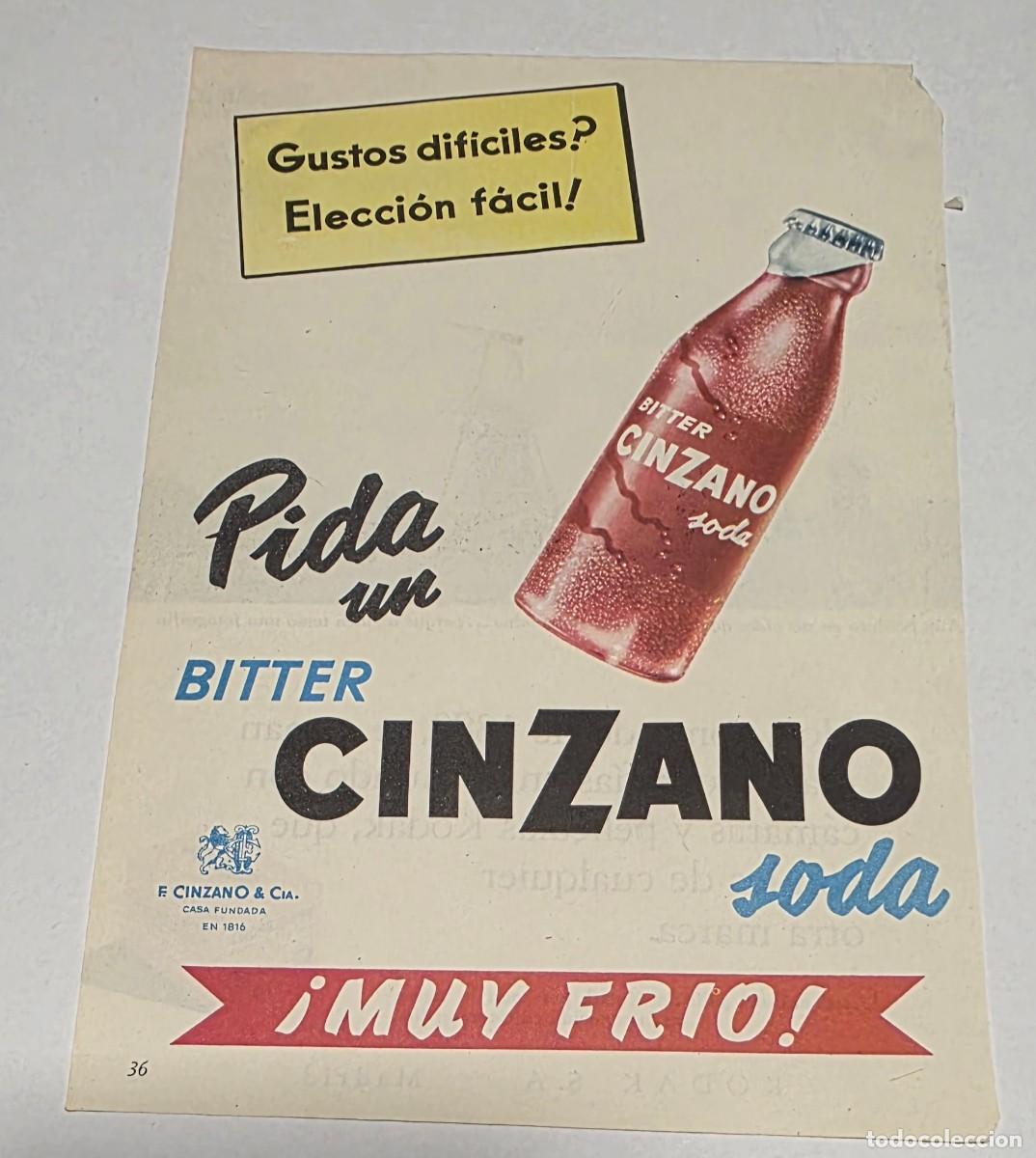 Coleccionismo de vinos y licores: ANTIGUO ANUNCIO BITTER CINZANO