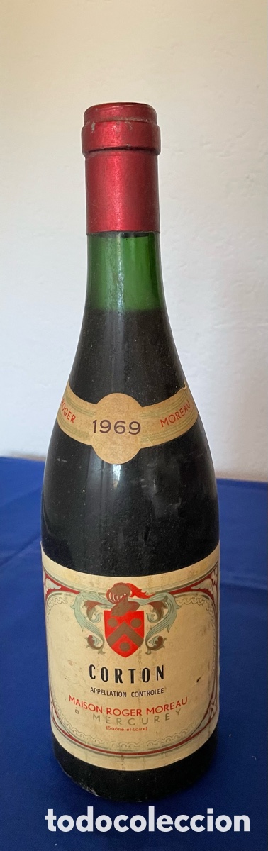 Coleccionismo de vinos y licores: Botella de vino franc&eacute;s CORTON GRAND CRU 1969 (Maison Roger Moreau)