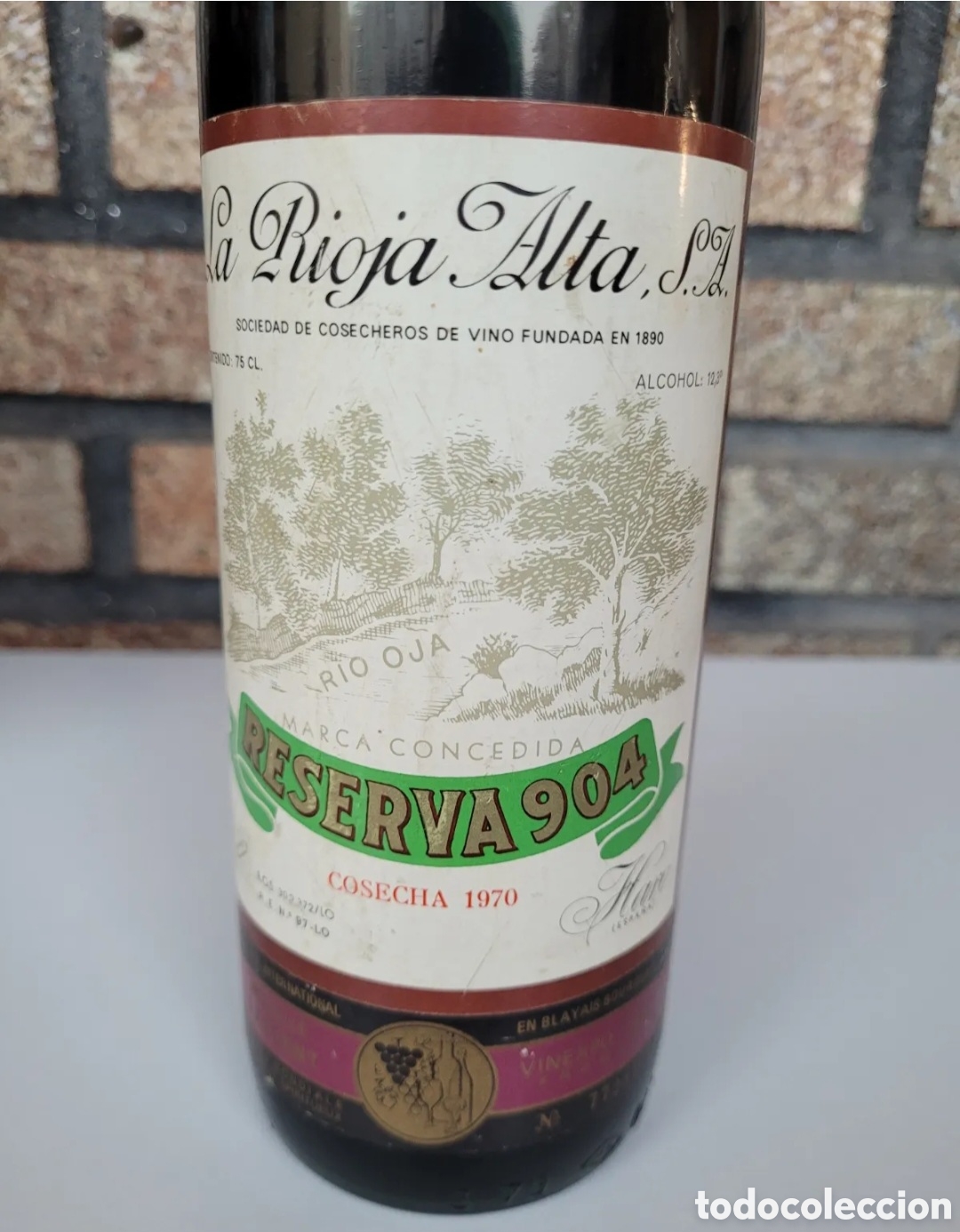 Coleccionismo de vinos y licores: Botella de vino la rioja alta S.A.reserva 904 cosecha 1970