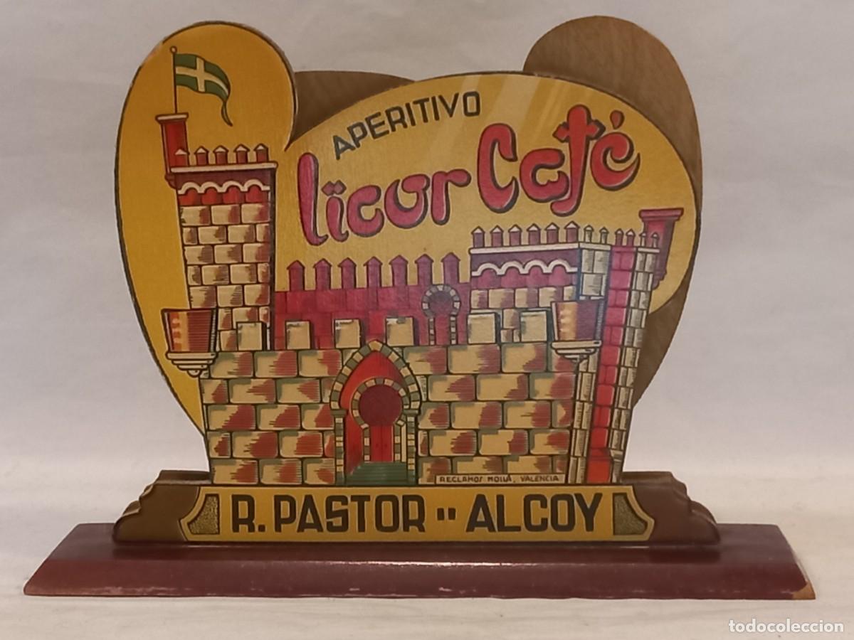 Coleccionismo de vinos y licores: DIFICIL Y UNICO EN TC , SERVILLETERO DE MADERA CON PUBLICIDAD LICOR CAFE de ALCOY - pp. S. XX