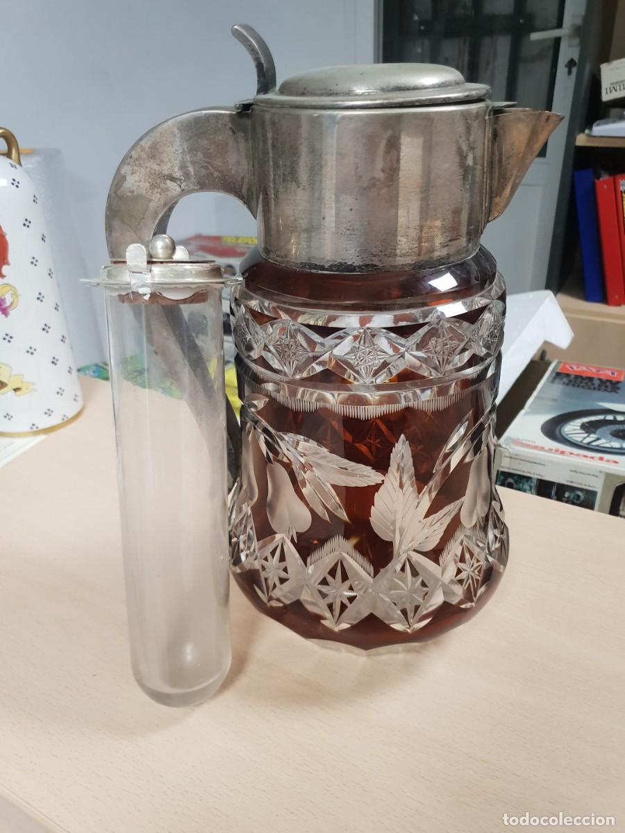 Coleccionismo de vinos y licores: JARRA ALEMANA CRISTAL BOHEMIA Y ENFRIADOR INTERIOR SIGLO XIX