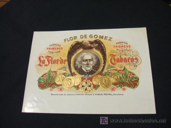 Vitolas de colecci&oacute;n: LITOGRAFIA DE TABACOS - FLOR DE GOMEZ - Foto 1