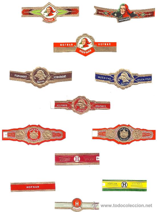 Vitolas de colecci&oacute;n: 12 vitolas Hofnar (Holanda)