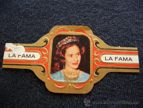 Vitolas de colecci&oacute;n: Vitola La Flama. Fabiola. B&eacute;lgica.