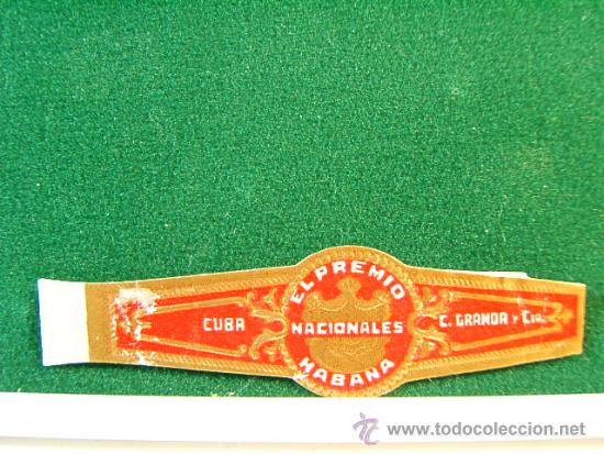 Vitolas de colecci&oacute;n: EL PREMIO - NACIONALES - HABANA - CUBA -D. GRANDA Y CIA -SIN NUMERO -ANTIGUA VITOLA CLASICA -SIGUE..