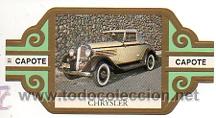 Vitolas de colecci&oacute;n: VITOLA - TABACOS CAPOTE - COLECCION COCHES ANTIGUOS - CHRYSLER