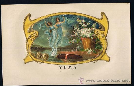 Vitolas de colecci&oacute;n: HABILITACION.- VISTA . TITULO: &rdquo;YEMA&rdquo;. TEMA: MUJERES, PUROS, FLORES