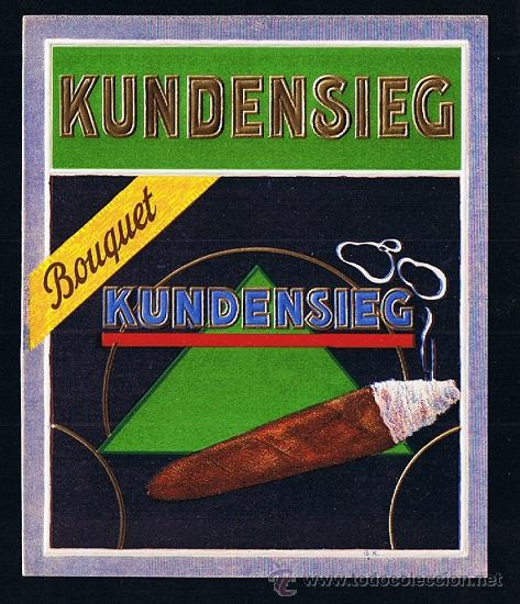 Vitolas de colecci&oacute;n: HABILITACION -PAPELETA.- TITULO: KUNDENSIEG. TEMA: PUROS