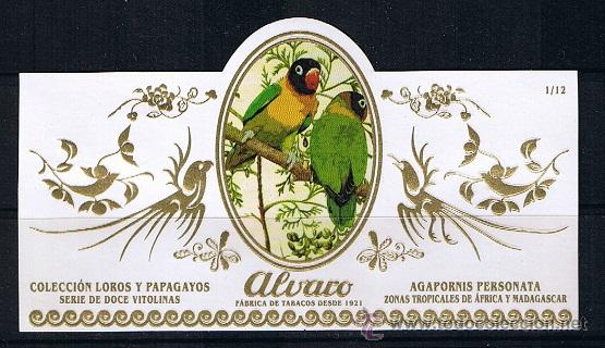 Vitolas de colecci&oacute;n: ALVARO .- LOROS Y PAPAGAYOS 12 VITOLAS .- SERIE COMPLETA