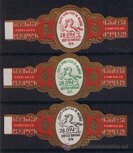 Vitolas de colecci&oacute;n: LA ESMERALDA.- LOTERIA DE NAVIDAD DEL GRUPO VIT. DE MADRID 1975 (3 VITOLAS) .- SERIE COMPLETA