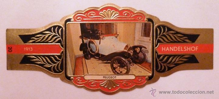 Vitolas de colecci&oacute;n: VITOLA HANDELSHOF. N&ordm; 20. COCHES ANTIGUOS 1913. PEUGEOT.