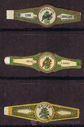 Vitolas de colecci&oacute;n: VITOLA CLASICA .- BAUZA (CUBA) .- PLANTAS DE TABACO (FLORES) (3 VITOLAS)