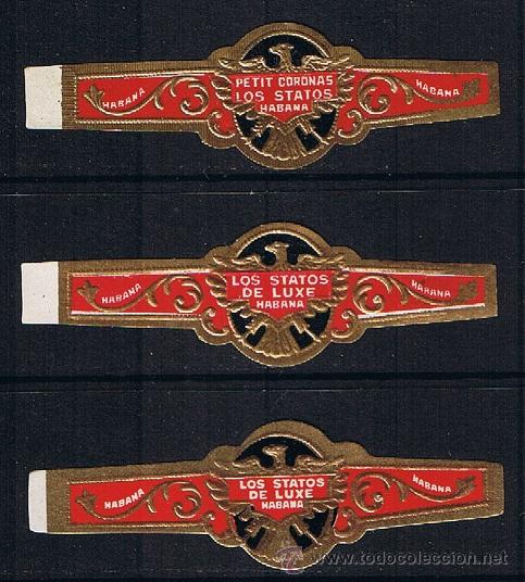 Vitolas de colecci&oacute;n: VITOLA CLASICA.- MARCA:  LOS STATOS DE LUXE (CUBA) .- AGUILAS (CONJUNTO DE 3 VITOLAS)
