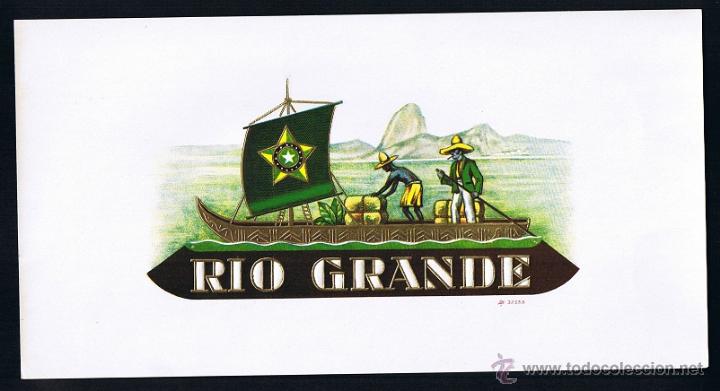 Sammlung von Banderolen: HABILITACION - VISTA. TITULO: RIO GRANDE. TEMA: HOMBRES, BARCOS