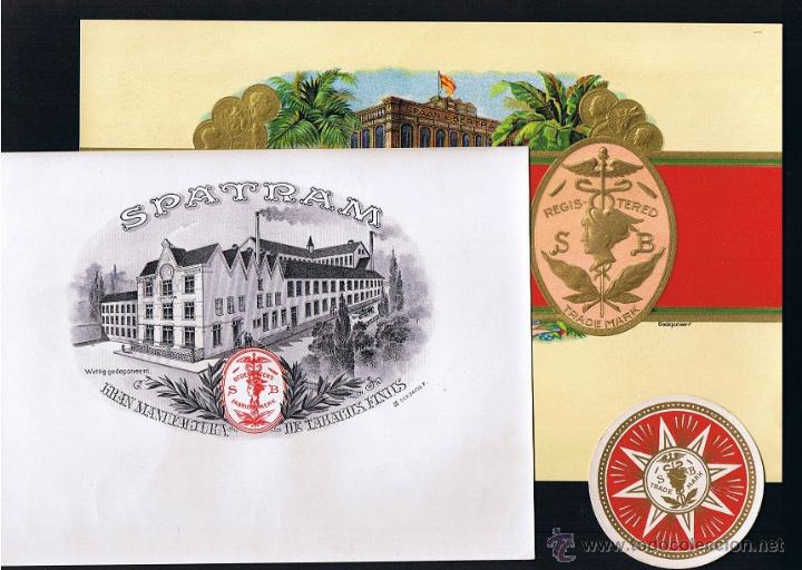 Collection cigar bands: HABILITACION - VISTA+ BOFETON+ TAPACLAVOS. TITULO: SPATRAM. TEMA: EDIFICACIONES, FABRICA