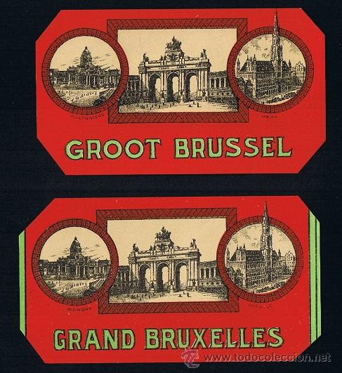 Collection cigar bands: HABILITACION - PAPELETA. TITULO: GRAN BUXELLES Y GROOT BRUSSEL. TEMA: EDIFICACIONES, MONUMENTOS
