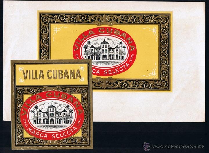 Collection cigar bands: HABILITACION - VISTA + PAPELETA. TITULO: VILLA CUBANA. TEMA: EDIFICACIONES, MONUMENTOS