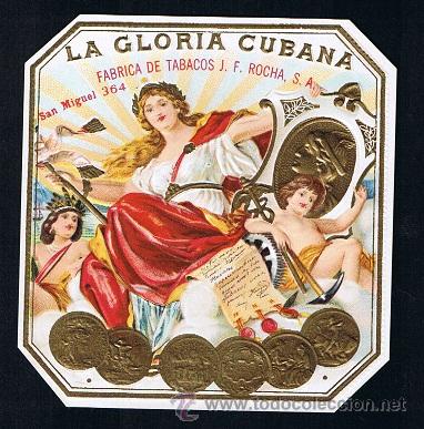 Vitolas de colecci&oacute;n: HABILITACION (CUBA).- PAPELETA .- TITULO: LA GLORIA CUBANA .- TEMA: MUJERES