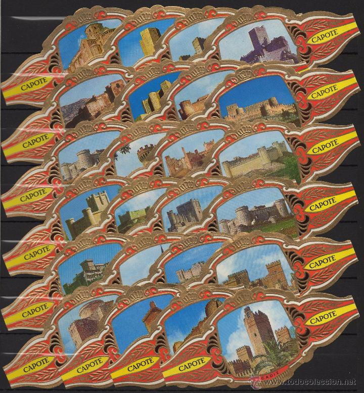 Vitolas de colecci&oacute;n: Vitolas. Serie completa Tabacos Capote - Castillos de Espa&ntilde;a, 24 vitolinas.