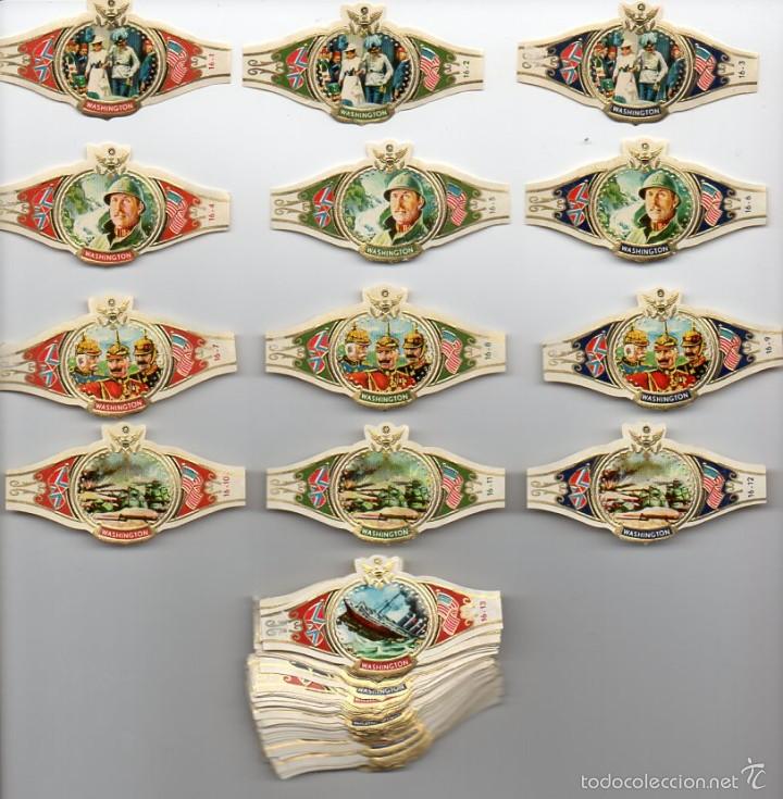 Vitolas de colecci&oacute;n: Vitolas Serie Washington, Historia de Am&eacute;rica, serie XVI, 90 vitolas