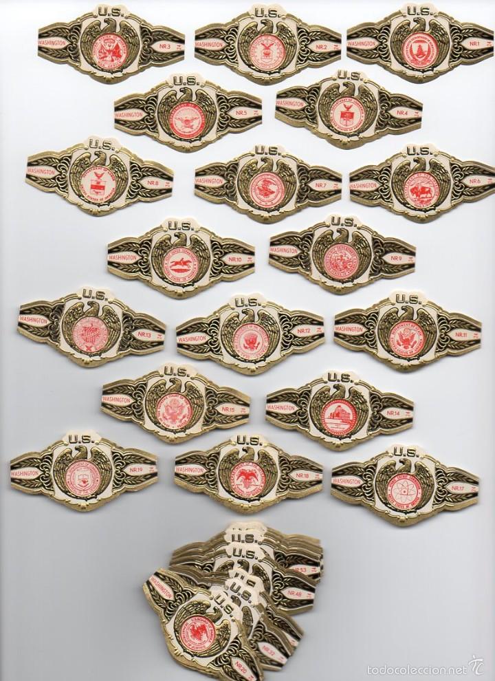 Vitolas de colecci&oacute;n: Vitolas Serie Washington, Sellos Oficiales de E.E.U.U., Color rojo, 80 vitolas